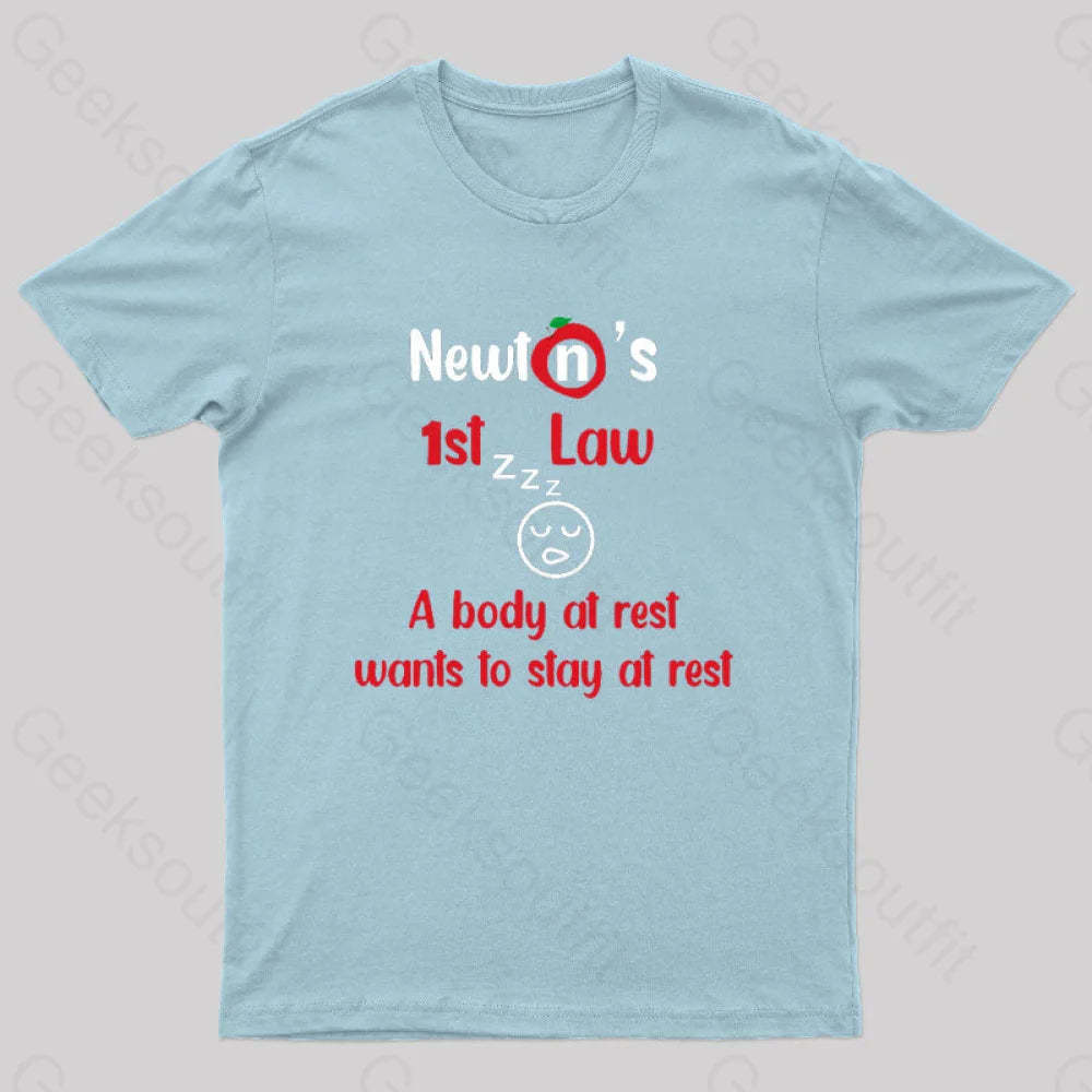 A Body At Rest Wants To Stay Geek T-Shirt Light Blue / S