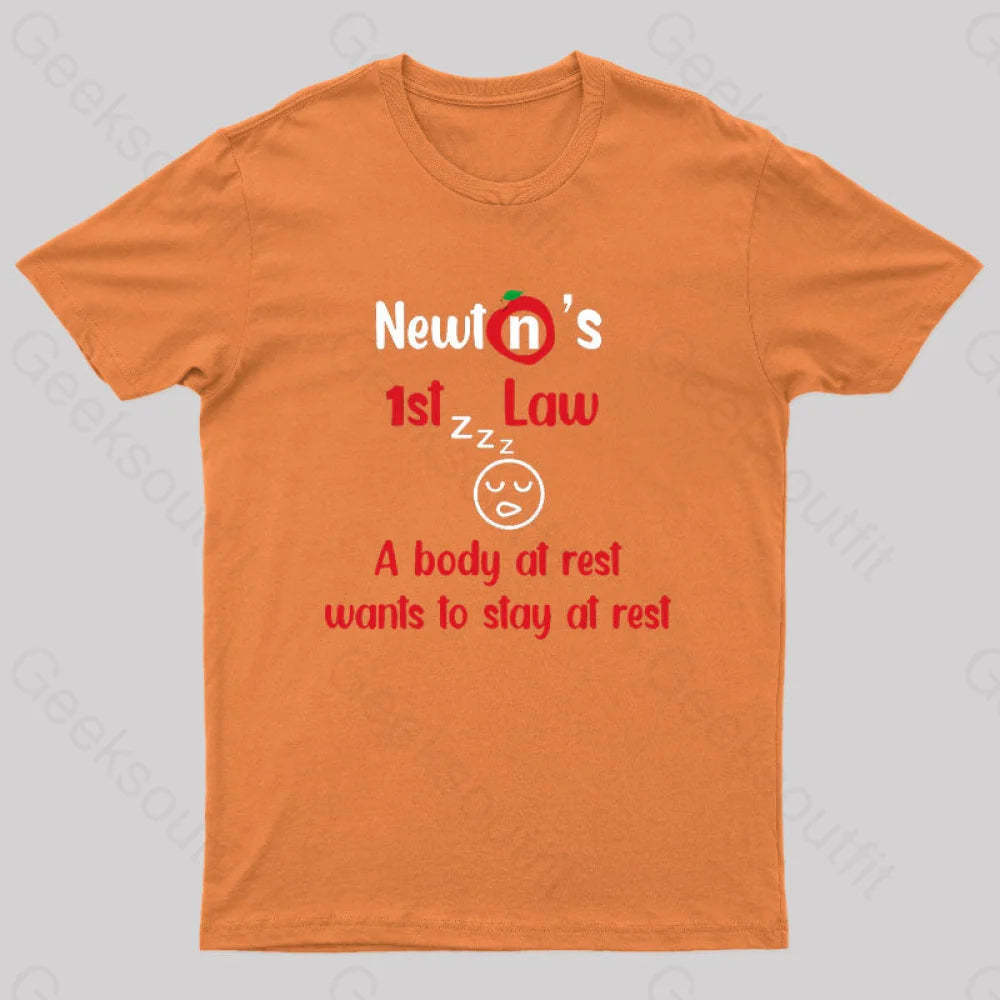 A Body At Rest Wants To Stay Geek T-Shirt Orange / S