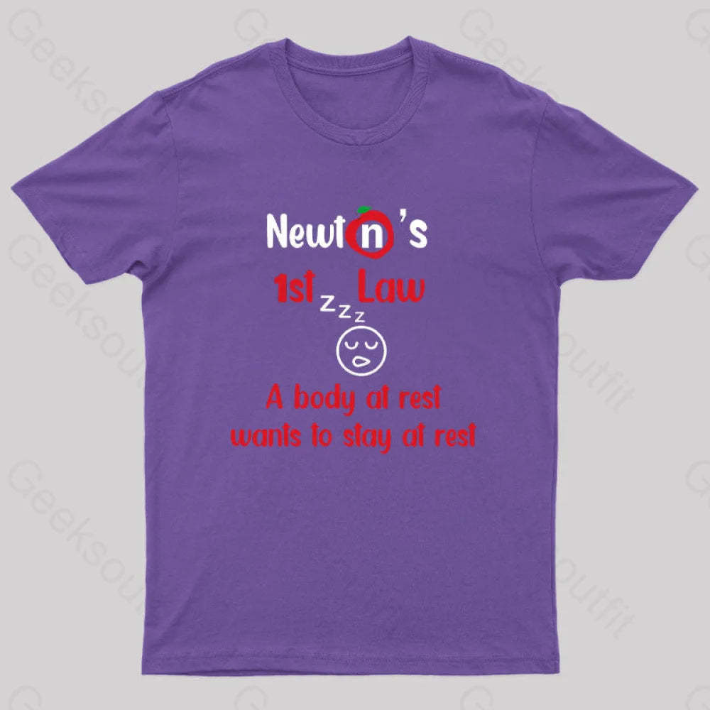A Body At Rest Wants To Stay Geek T-Shirt Purple / S