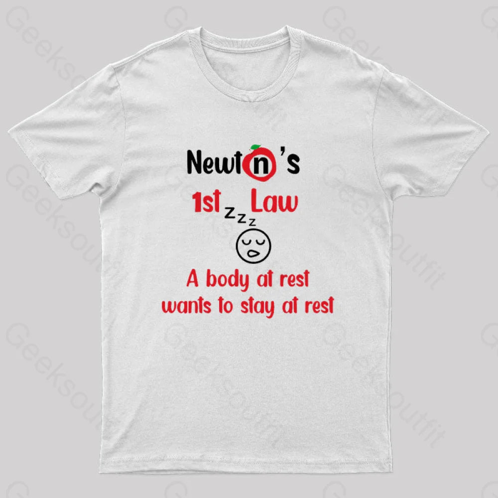 A Body At Rest Wants To Stay Geek T-Shirt White / S