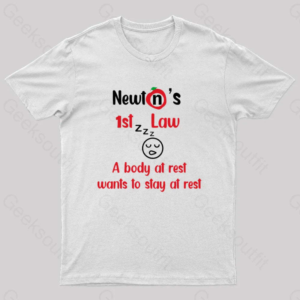 A Body At Rest Wants To Stay Geek T-Shirt White / S
