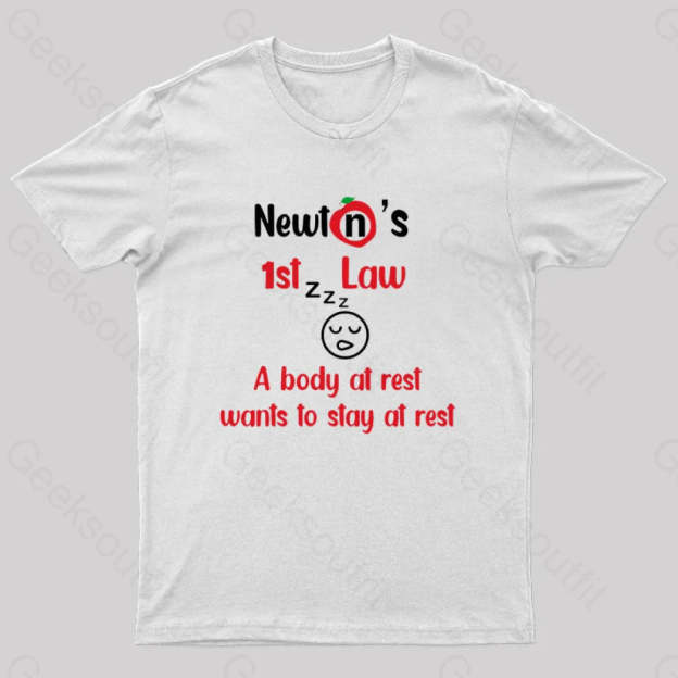 A Body At Rest Wants To Stay Geek T-Shirt White / S