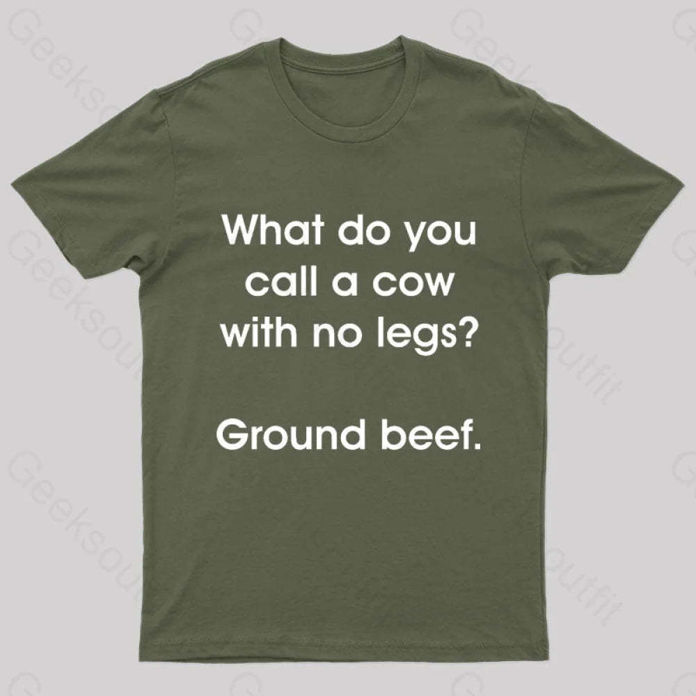 A Cow With No Legs Nerd T-Shirt Army Green / S