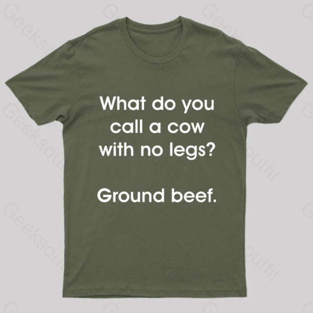 A Cow With No Legs Nerd T-Shirt Army Green / S