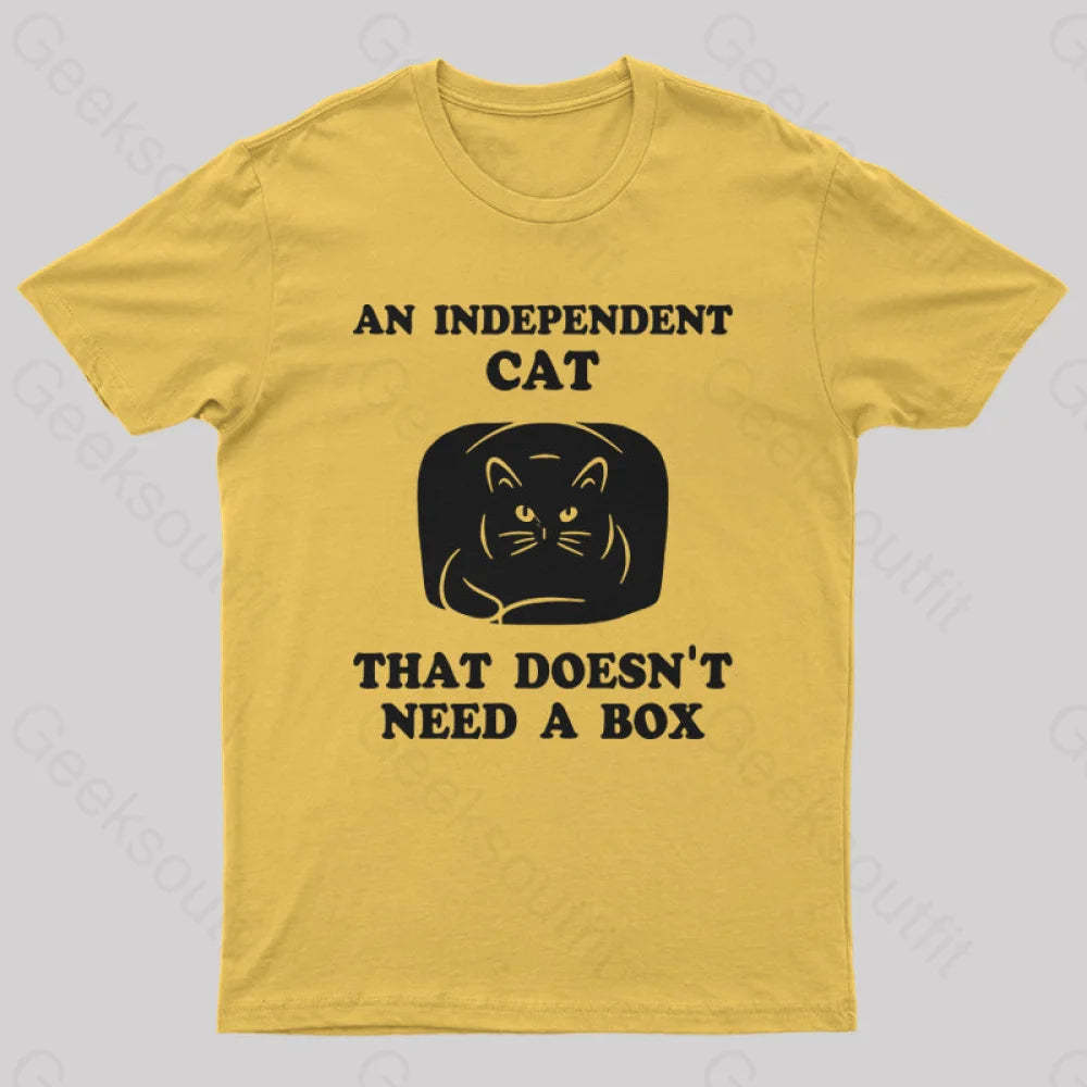 A Independent Cat That Doesn’t Need Box T-Shirt Yellow / S Yc