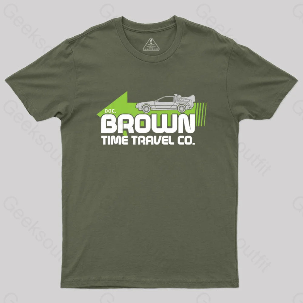 A Journey Through Time Dr. E. Brown T-Shirt Army Green / S