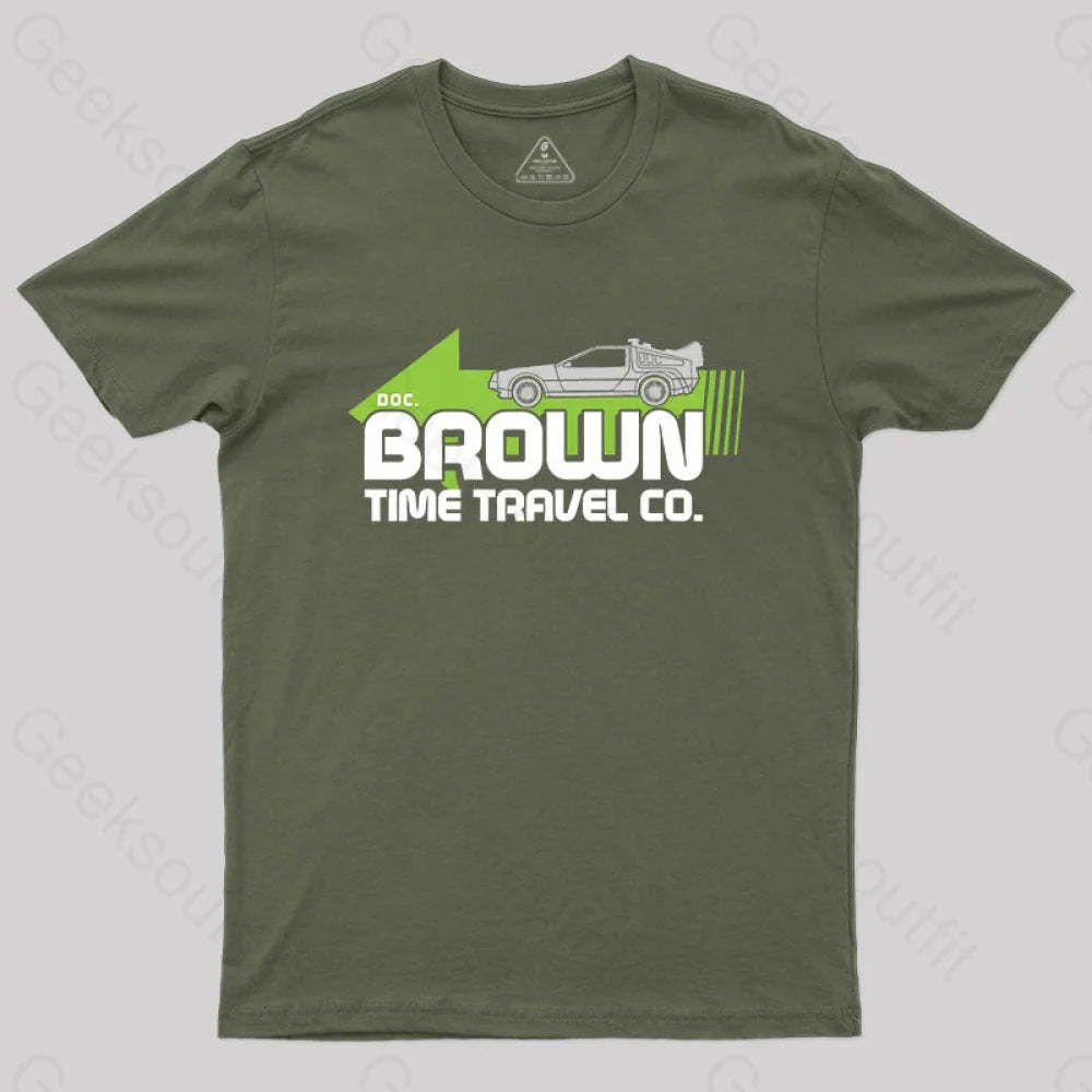 A Journey Through Time Dr. E. Brown T-Shirt Army Green / S
