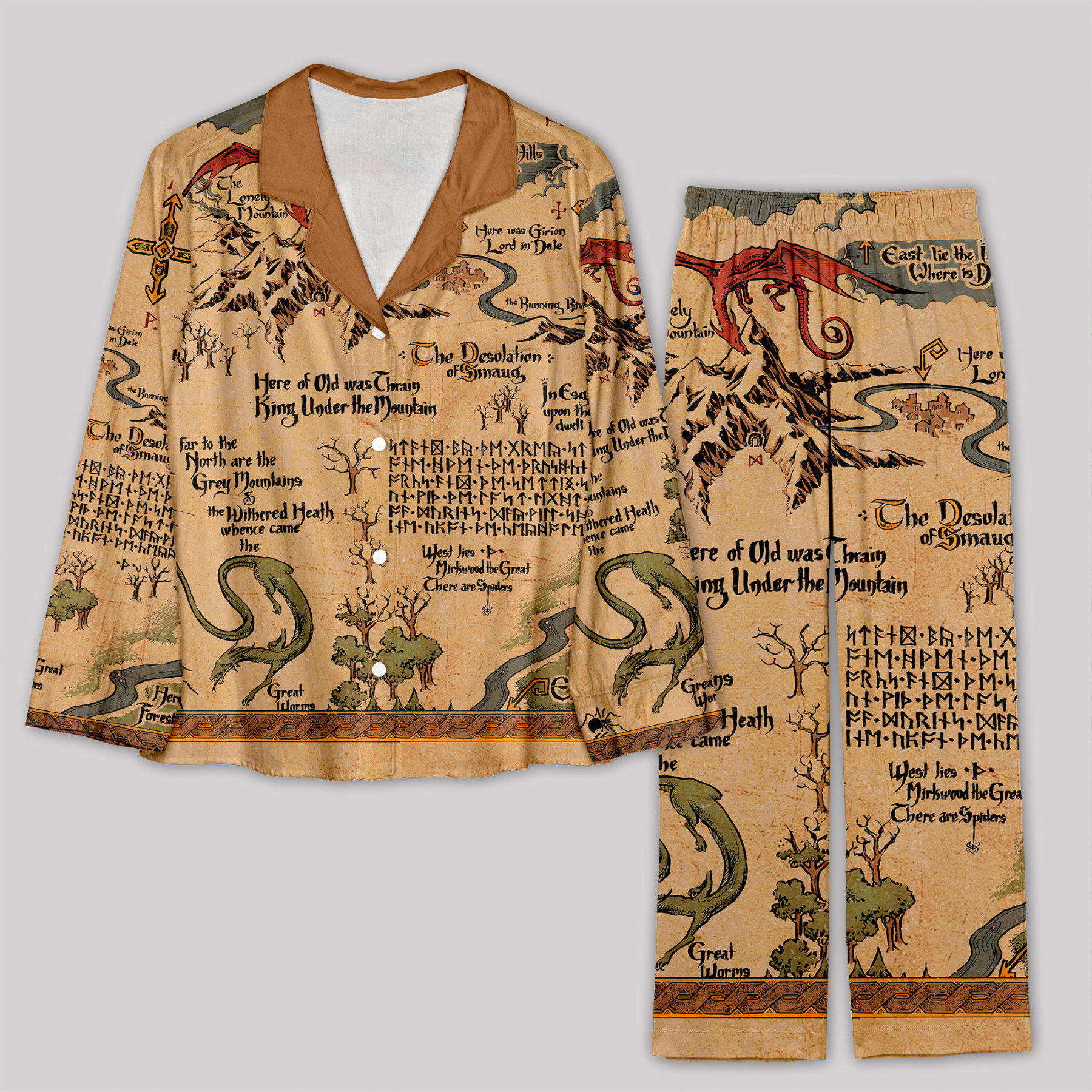 Geeksoutfit Medieval Science Fiction Map Pajama Sets for Sale