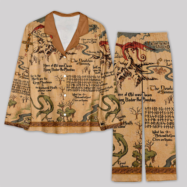 Medieval Science Fiction Map Pajama Sets