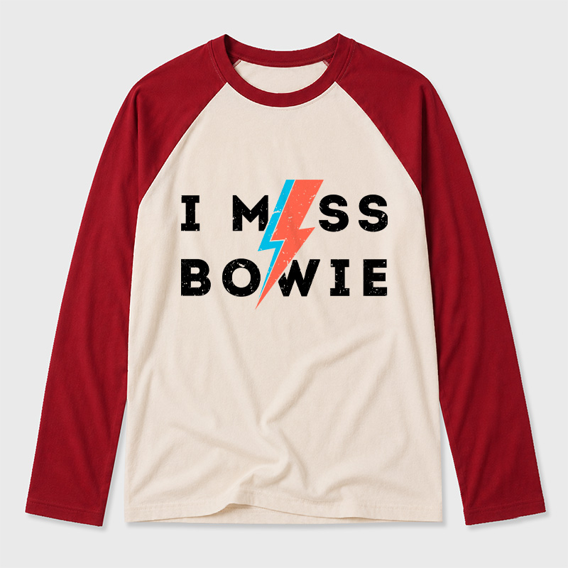 I Miss Bowie Geek Retro Raglan Long-Sleeve Tee
