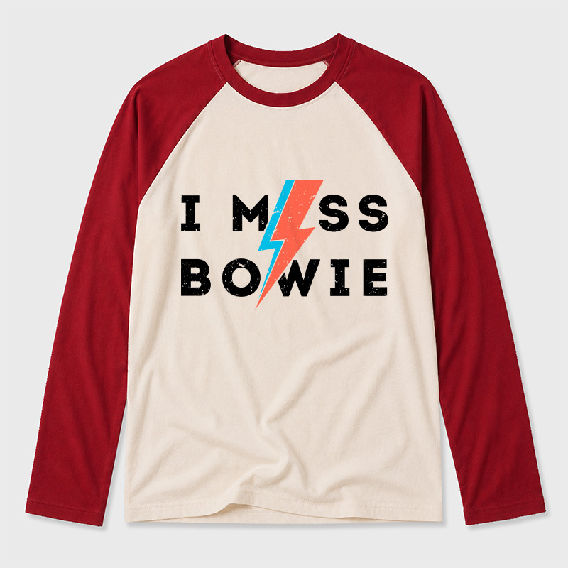 I Miss Bowie Geek Retro Raglan Long-Sleeve Tee