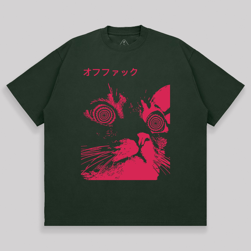 Vaporwave Cool Cat Unisex Oversized T-shirt
