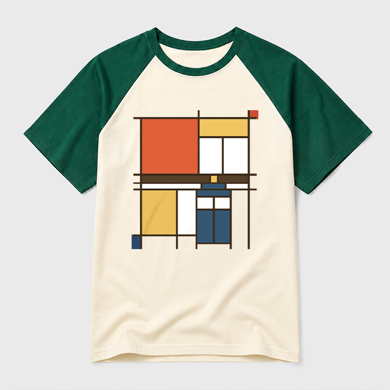 Mondrian Who Geek Retro Raglan T-Shirt