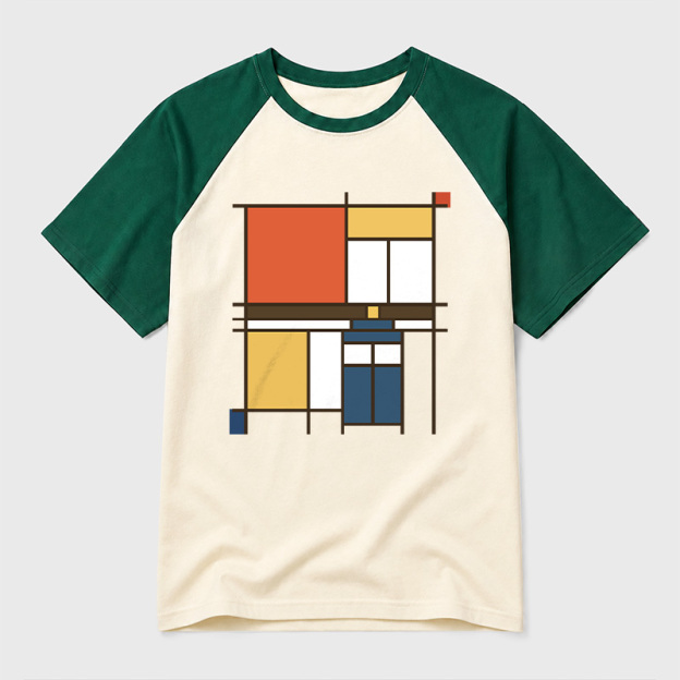 Mondrian Who Geek Retro Raglan T-Shirt