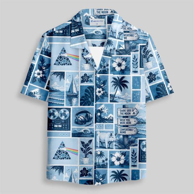 Prism Holiday In Blue Button Up Pocket Shirt