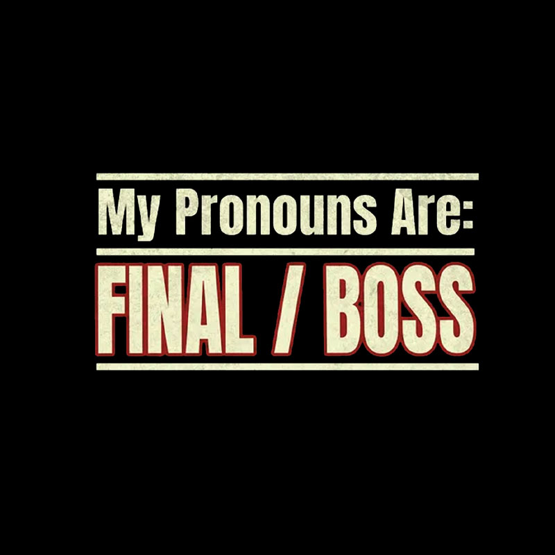 Final Boss Pronouns Geek T-Shirt