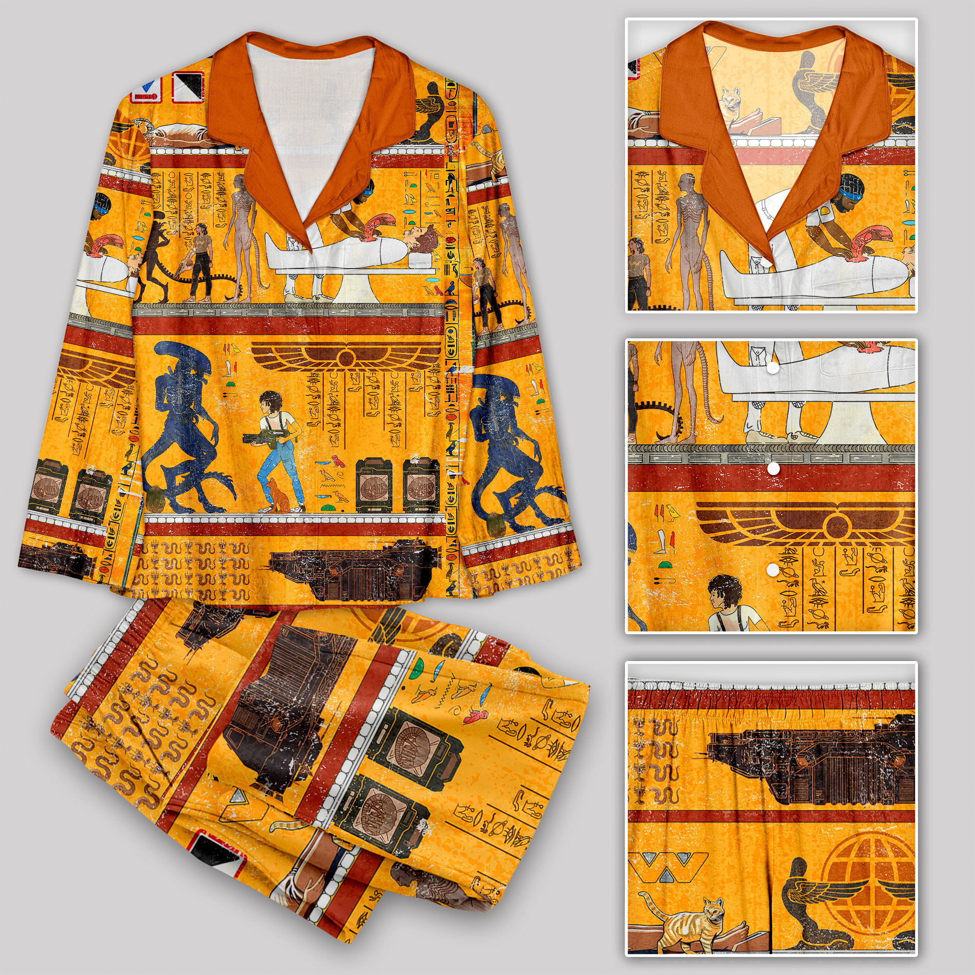 Alien Ancient Egyptian Murals Pajama Sets