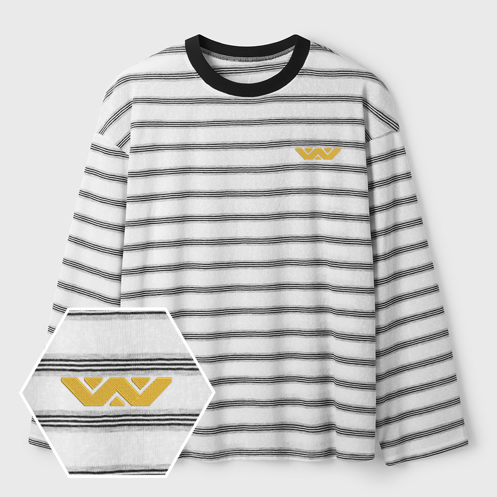 Weyland Corp Lycra Striped Embroidered Long-Sleeve Shirts