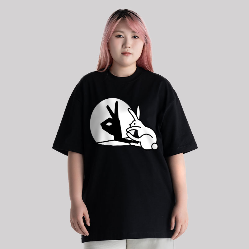 Funny Rabbit Hand Shadow Unisex Oversized T-shirt