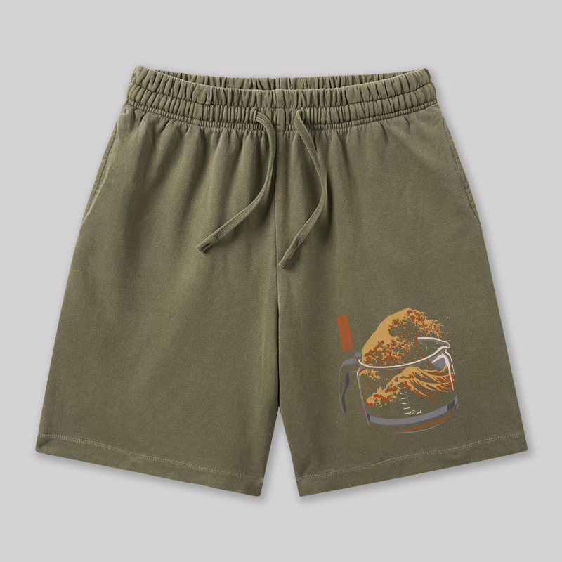 The Great Wave of Coffee Geeky Washed Shorts