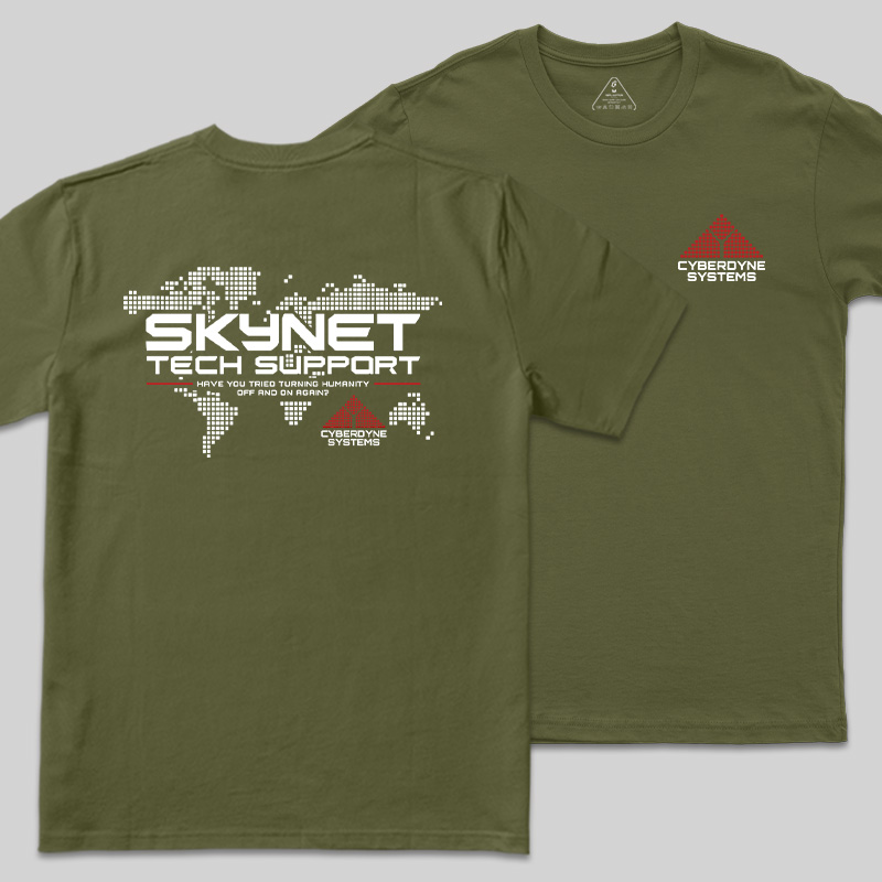 Global Digital Network Tech Support Front and Back Printed Geek T-Shirt