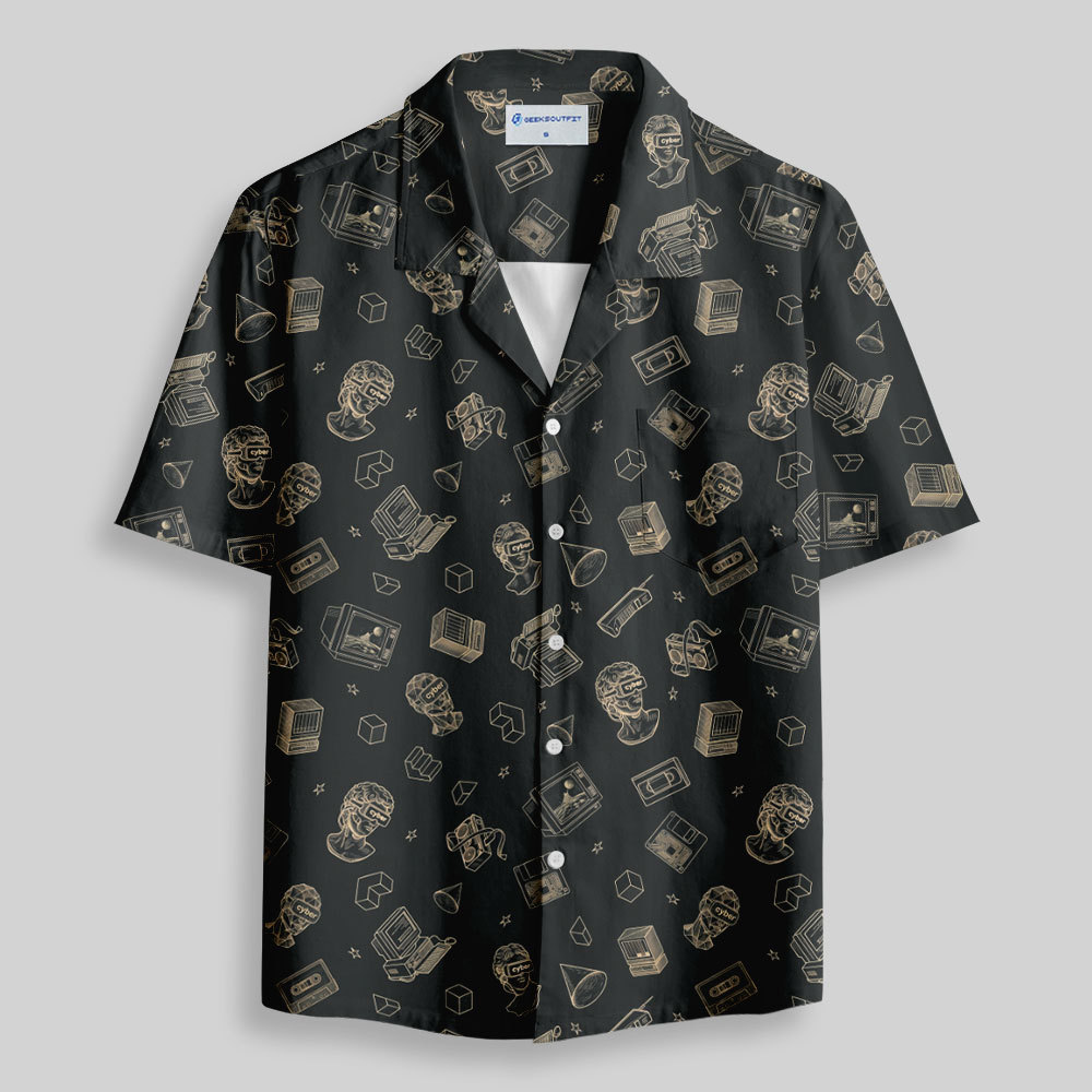 Geeksoutfit Medieval Science Fiction Map Button Up Pocket Shirt for Sale