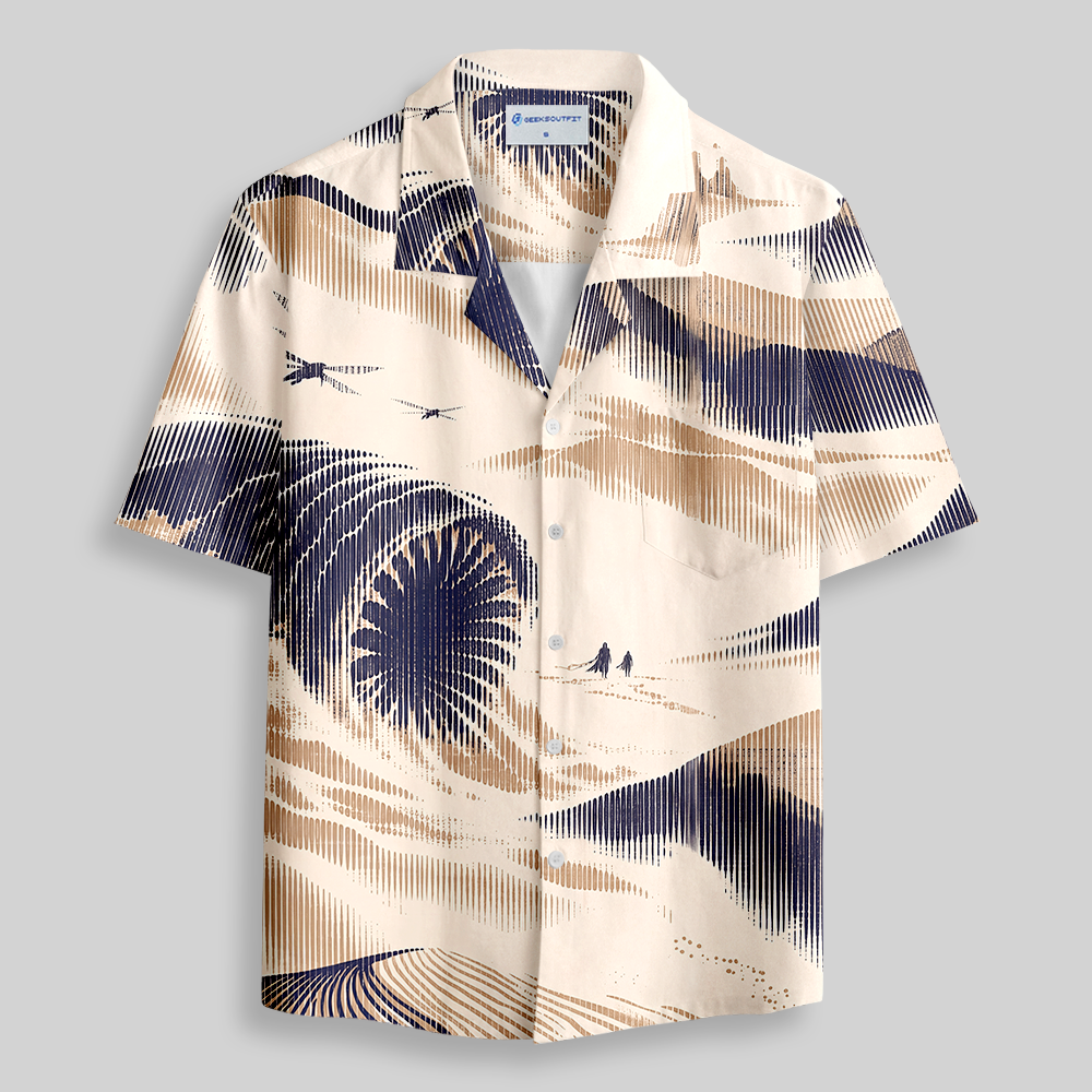 Vintage Topographic Contour Map Sketch Button Up Pocket Shirt
