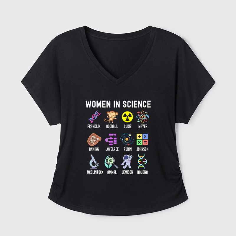 Women In Science Steminist Geek Dolman Sleeve V-Neck Shirt