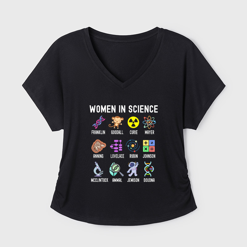 Women In Science Steminist Geek Dolman Sleeve V-Neck Shirt
