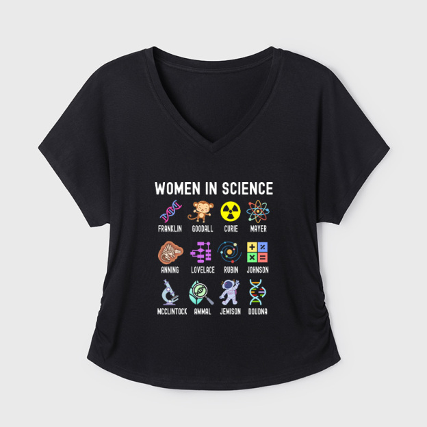 Women In Science Steminist Geek Dolman Sleeve V-Neck Shirt