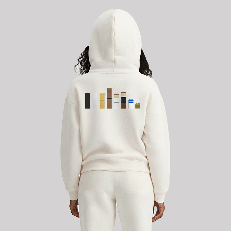 Building Blocks Front and Back Printed Geek Fleece Hoodie Set