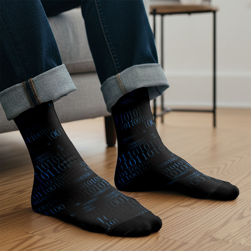 Binary Computer 1s and 0s Black Men's Socks