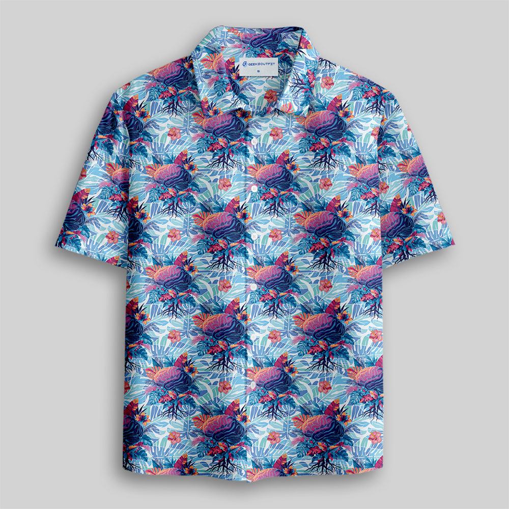 Cyber Tropic Blossom Button Up Pocket Shirt