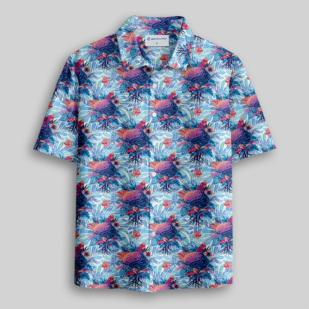 Cyber Tropic Blossom Button Up Pocket Shirt