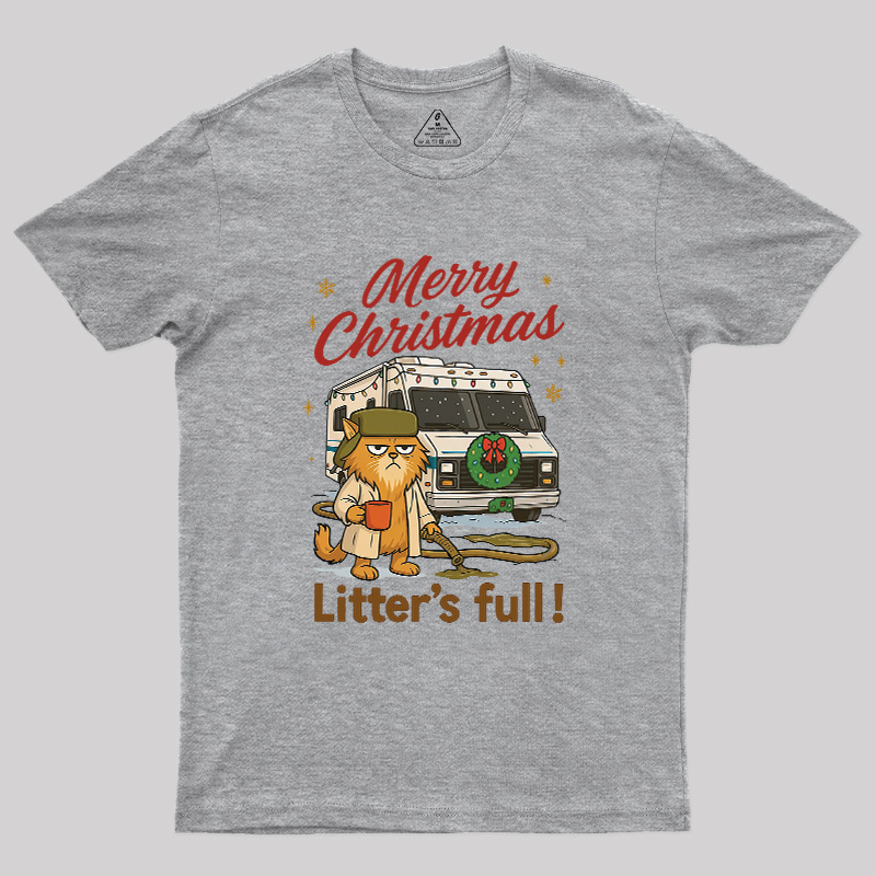 Merry Christmas Litter’s Full Funny Cat Geek T-Shirt