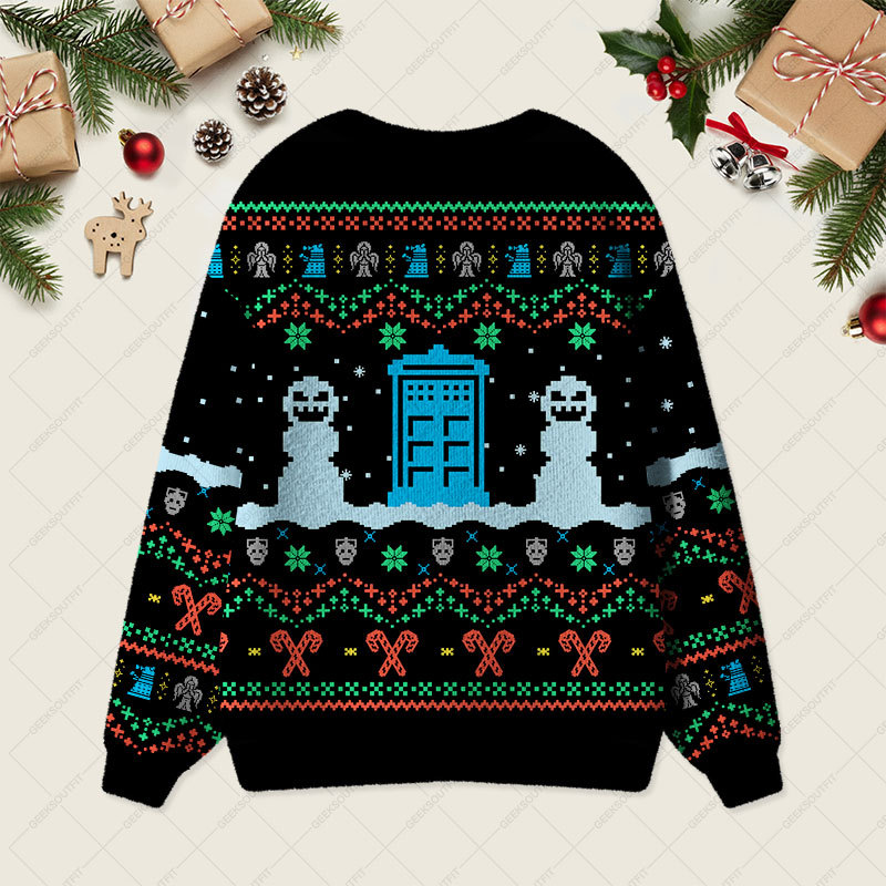Doctor Who Black Geek Ugly Cardigan Sweaters 