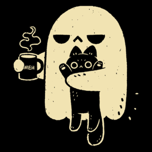 Cute Ghost Holding Cat Geek T-Shirt