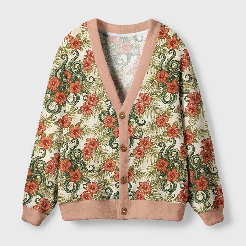 Geeksoutfit Tropical Snake Geek Ugly Cardigan Sweaters  for Sale