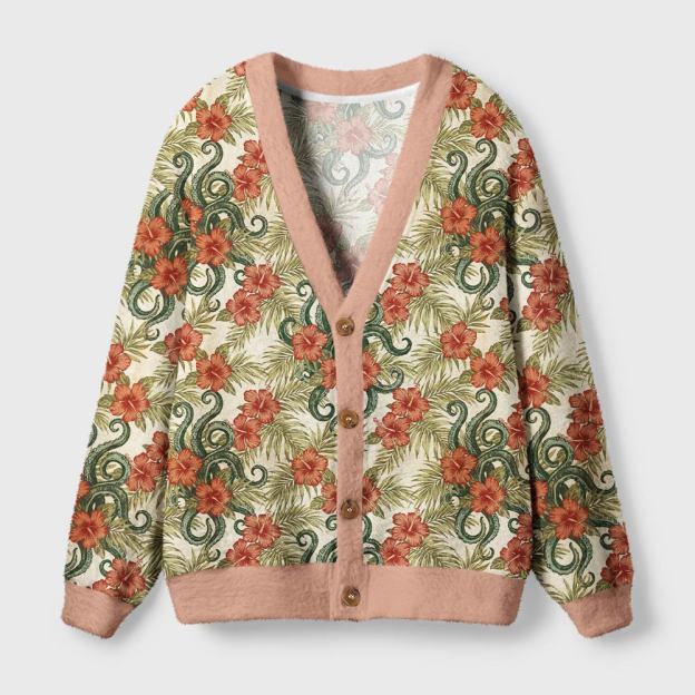 Tropical Snake Geek Ugly Cardigan Sweaters