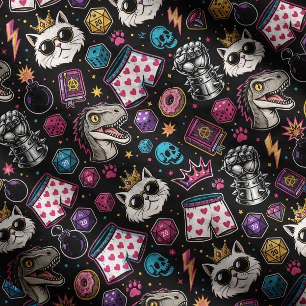 Fantasy Party Dice & Creature Pattern Geek Ugly Cardigan Sweaters