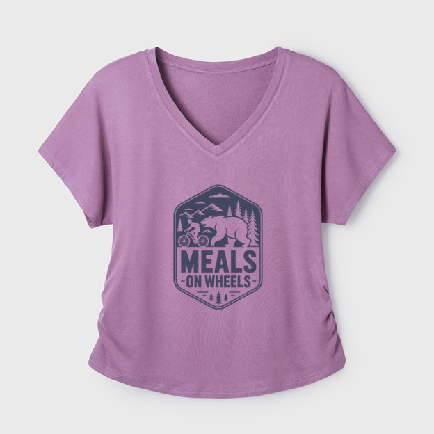 Natural Meals On Wheels Geek Dolman Sleeve V-Neck Shirt