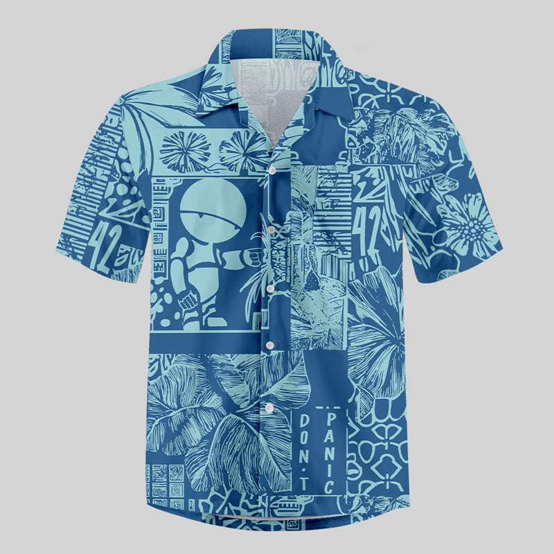 Don't Panic Blue Button Up Pocket Shirt