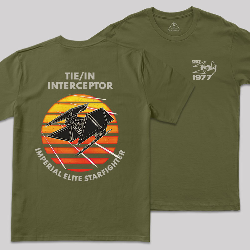 TIE Interceptor Sunset Front and Back Printed Geek T-Shirt