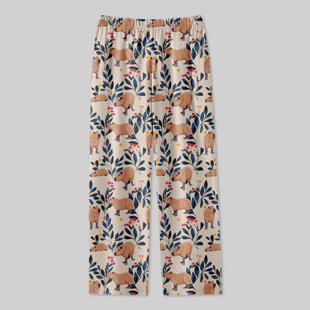 Capybara and Plants Geek Loungewear Pants