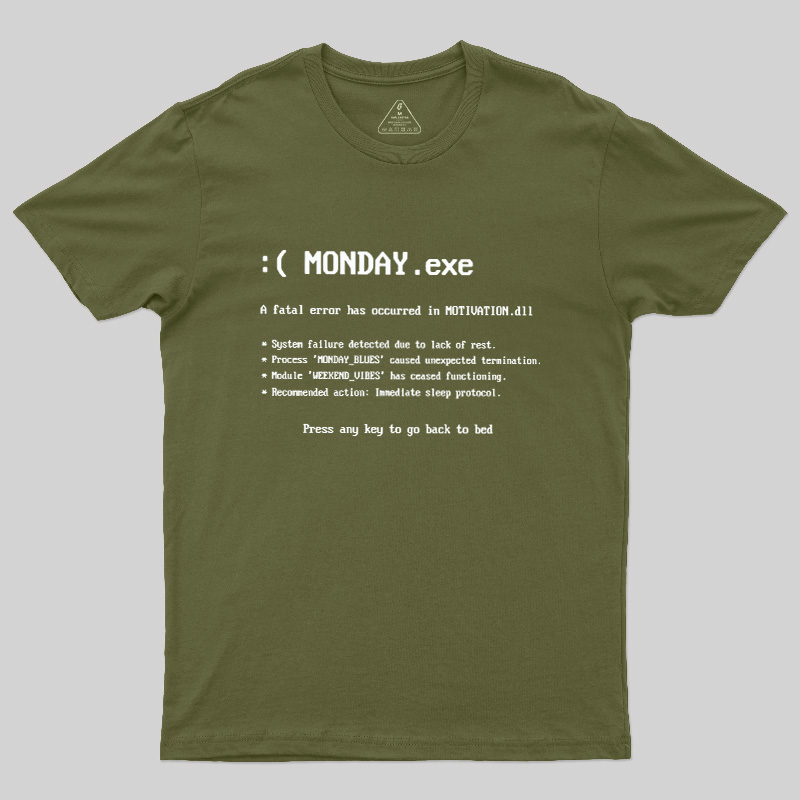 Monday Exe Error Geek T-Shirt