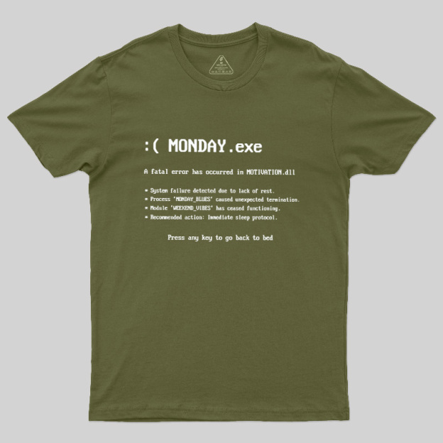 Monday Exe Error Geek T-Shirt