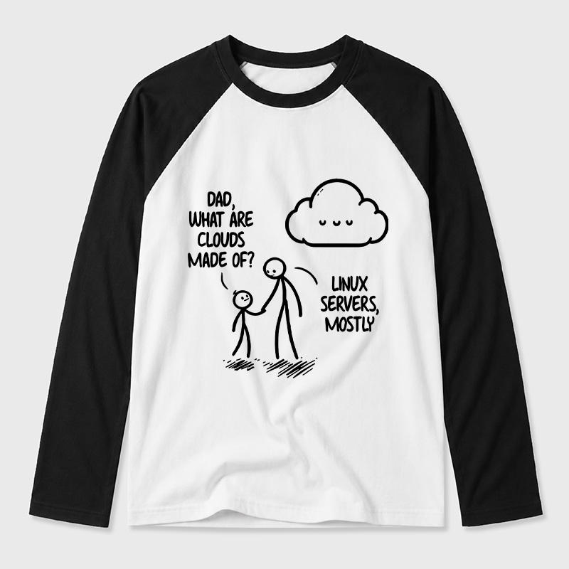 What Are Clouds Made Of Geek Retro Raglan Long-Sleeve Tee