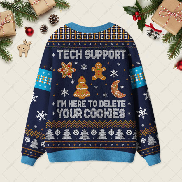 Tech Support Computer Programmer Blue Geek Ugly Cardigan Sweaters 