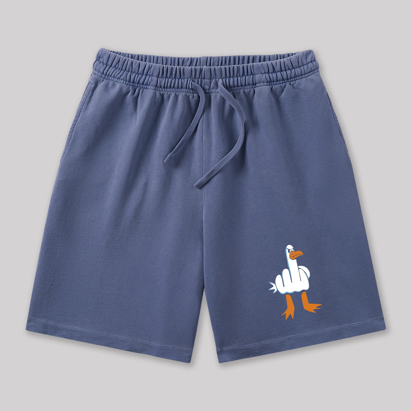 Rude Seagull Design Funny Geeky Washed Shorts