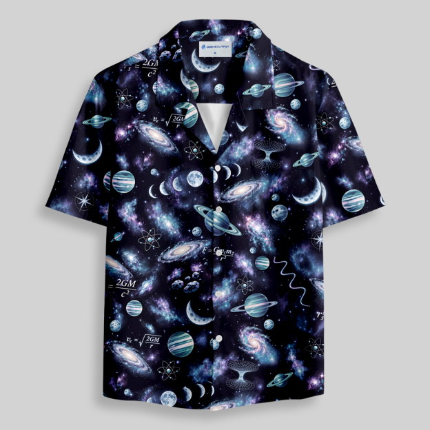 Watercolor Space Galaxy Button Up Pocket Shirt